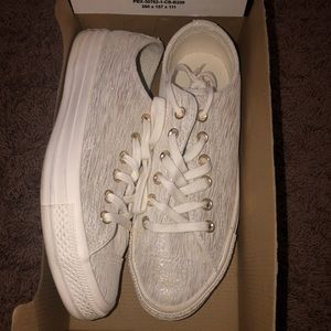 LIKE NEW Gold & white converse